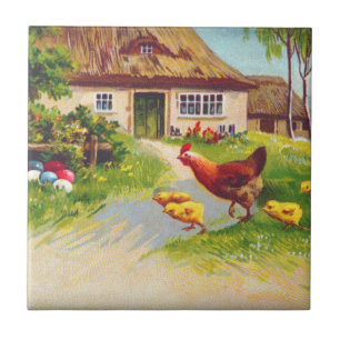Höna, hönor och påskägg kakelplatta