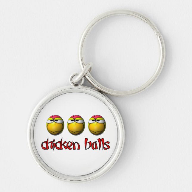Höna klumpa ihop sig Keychain Rund Silverfärgad Nyckelring (Framsidan)