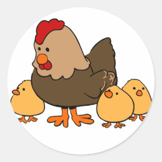 Höna med babychickklistermärken runt klistermärke