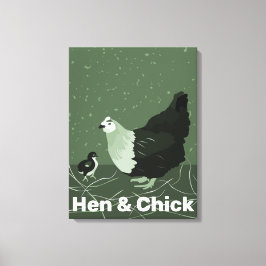 Höna Och Kyckling Grön Kök Vägg Dekor Canvastryck