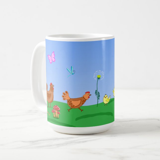 Höna och kycklingar Mugg (Framsida vänster)