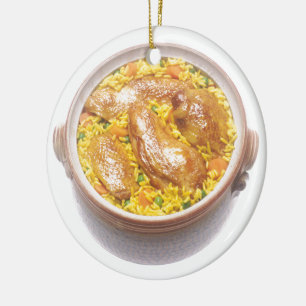 Höna och ris julgransprydnad keramik