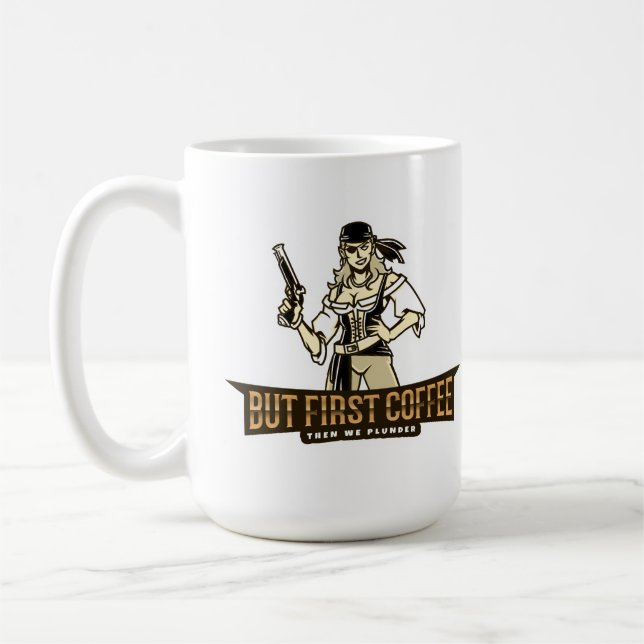 Hona Pirat, men första kaffet plundrar Kaffemugg (Vänster)