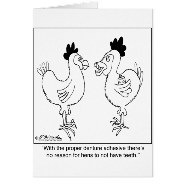 Höna tandproteser hälsningskort (Framsidan)