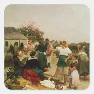 Hönan marknadsför, 1885 fyrkantigt klistermärke