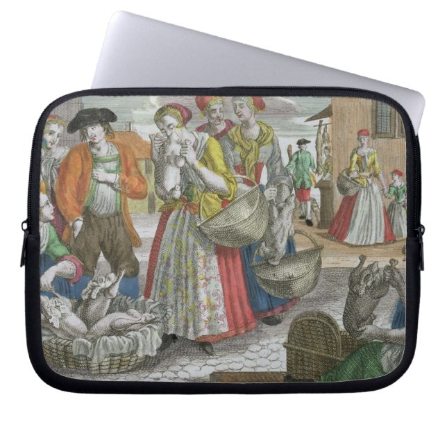 Hönan marknadsför (färgad gravyr) laptop sleeve (Framsidan)