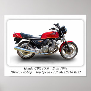 Honda CBX 1000 Motorcykel - Poster för Storlek uts