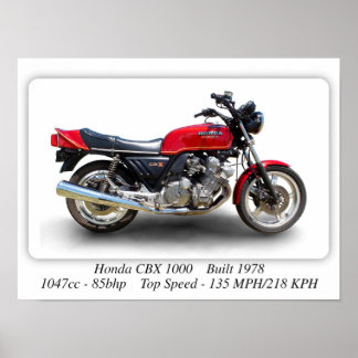 Honda CBX 1000 Motorcykel - Poster för Storlek uts