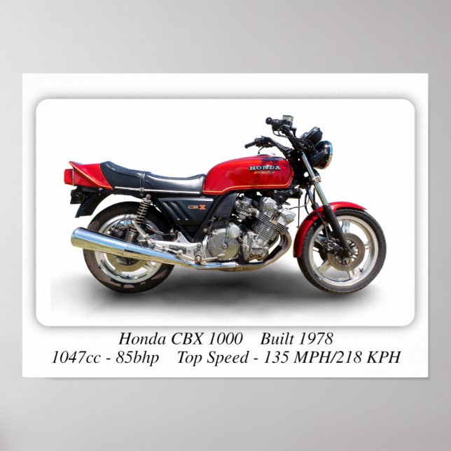 Honda CBX 1000 Motorcykel - Poster för Storlek uts (Framsidan)
