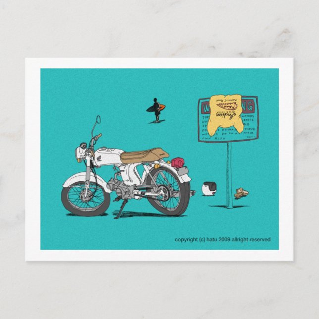 honda på stranden vykort (Framsida)