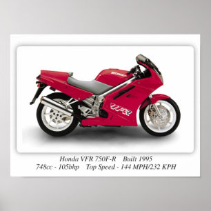 Honda VFR 750F-R Motorcykel - A3 Poster