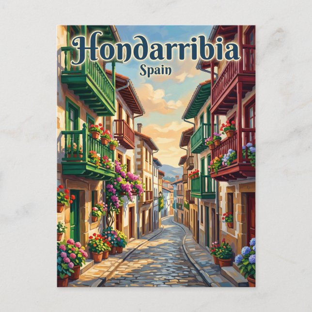 Hondarribia Gamla Stan Spanien Vykort (Framsida)
