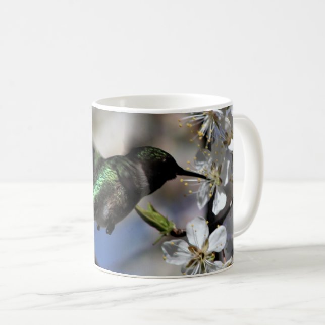 Hondjur Hummingbird i Plum Träd Kaffemugg (Framsida höger)