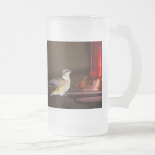 Hondjur, ruby-throated Hummingbird Frosted Glass B Frostat Ölglas