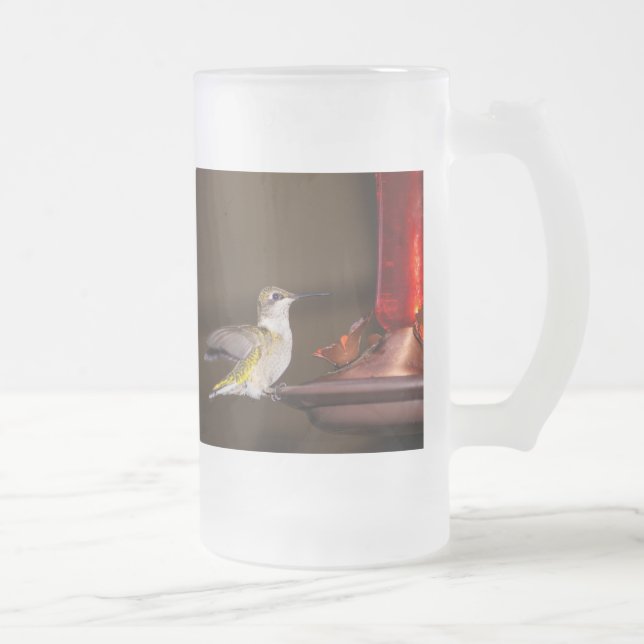 Hondjur, ruby-throated Hummingbird Frosted Glass B Frostat Ölglas (Höger)