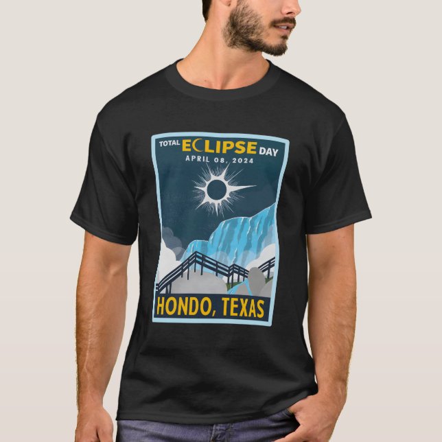 Hondo Texas Total Solar Eclipse 2024 T Shirt (Framsida)