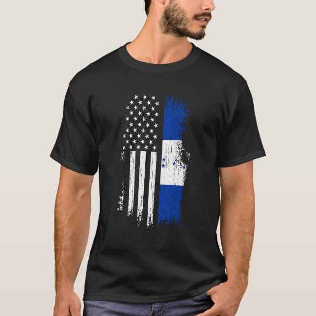 Honduran American Flagga Hoodie Pride Honduras Usa T Shirt (Framsida)