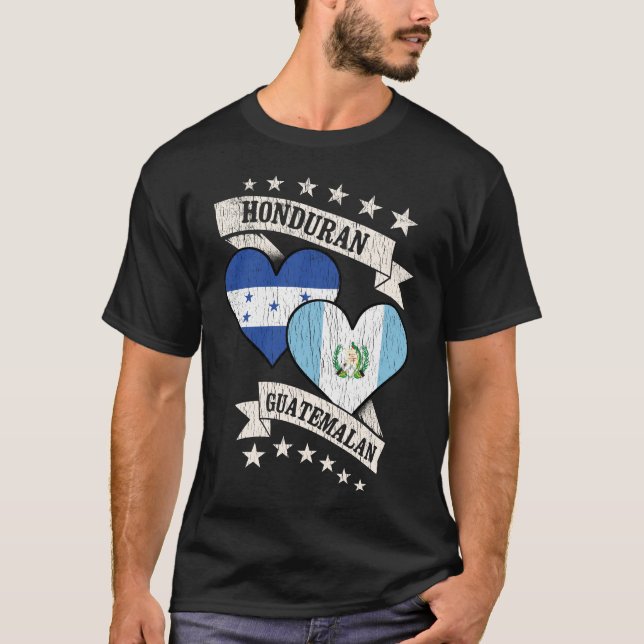 Honduran Guatemalan Heart Flaggor T Shirt (Framsida)