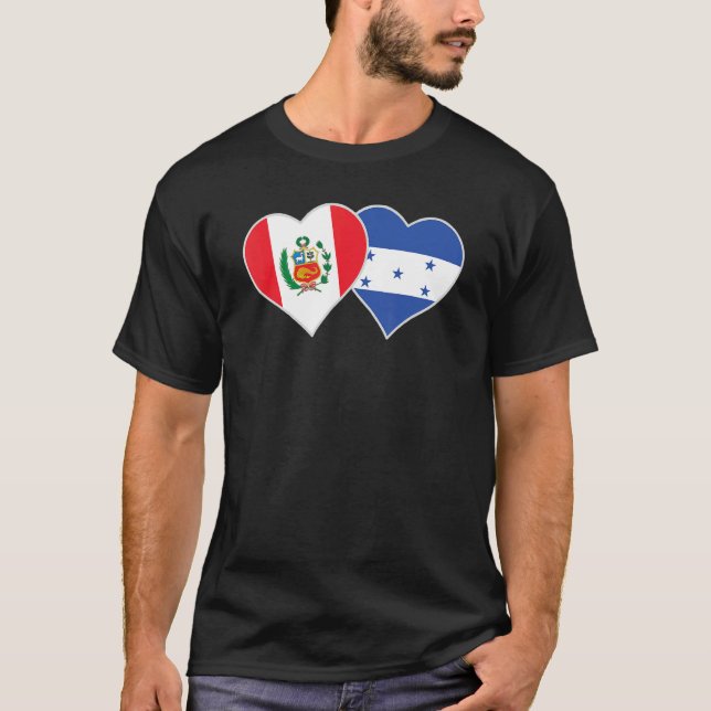 Honduran Peruvian Flag Love Honduras Peru Heart T Shirt (Framsida)