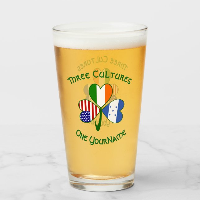 Honduransk irländsk amerikansk flagg Shamrock Pers Glaskopp (Baksida fylld)
