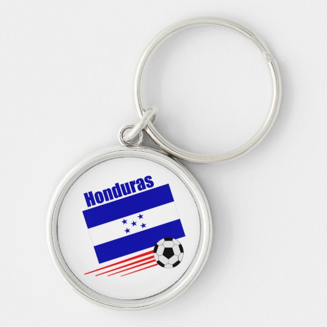 Honduranskt fotbolllag rund silverfärgad nyckelring (Framsidan)