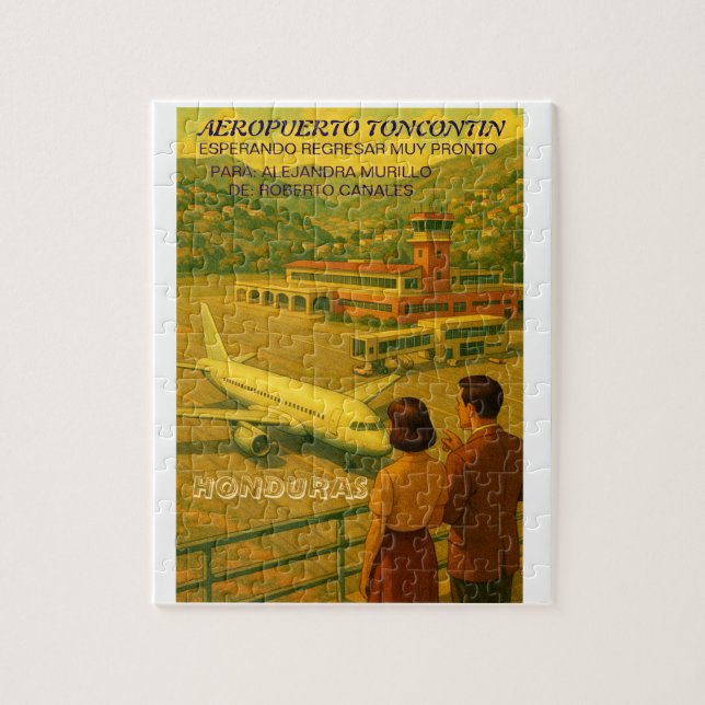  Honduras AEROPUERTO TONCONTIN Retro poster Pussel (Vertikal)