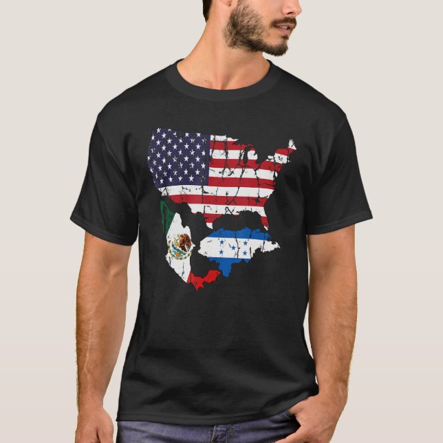 Honduras American Mexican Flagga T Shirt (Framsida)
