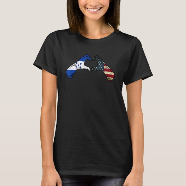 Honduras American USA Flag - USA Honduran Heart_1 T Shirt (Framsida)