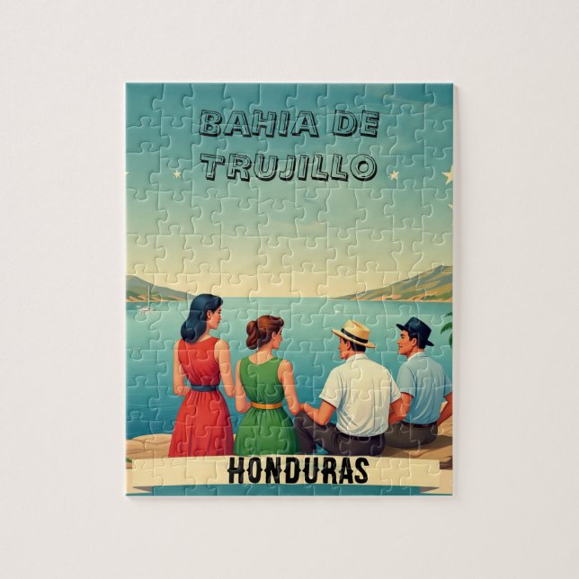  Honduras BAHIA DE TRUJILLO Retro poster Pussel (Vertikal)