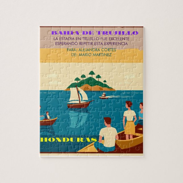  Honduras BAHIA DE TRUJILLO Retro poster Pussel (Vertikal)