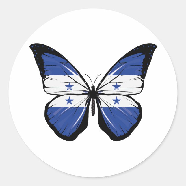 Honduras Butterfly Flagga Runt Klistermärke (Framsida)