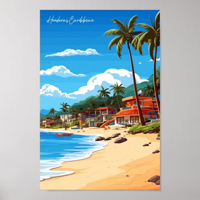 Honduras Caribbean Travel Art Vintage Poster (Framsidan)