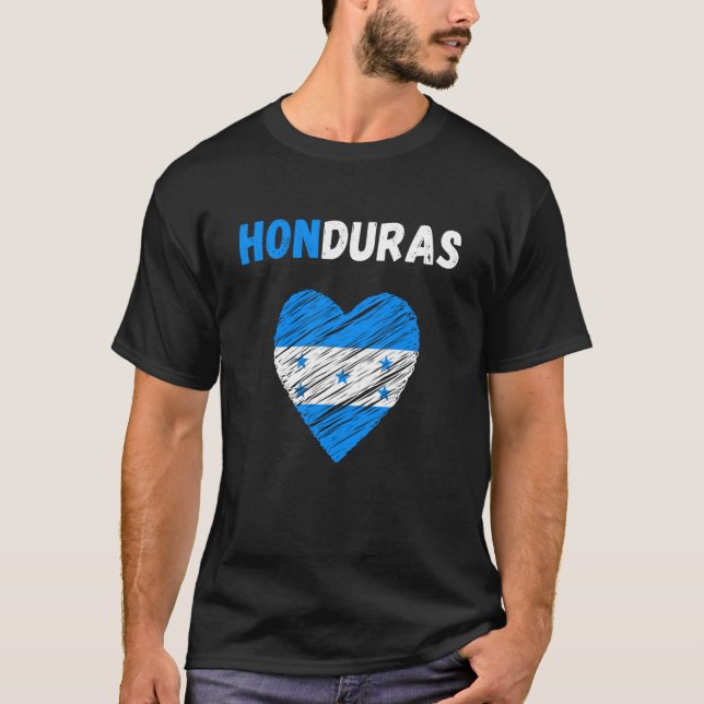 Honduras Flag Holiday Honduras Heart Honduran Flag T Shirt (Framsida)