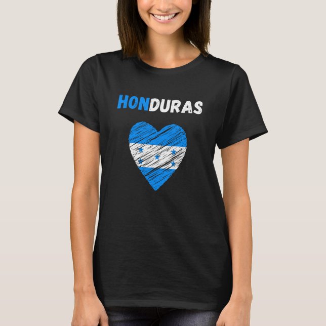 Honduras Flag Holiday Honduras Heart Honduran Flag T Shirt (Framsida)