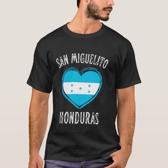 Honduras Flagga Heart San Miguelito City T Shirt (Framsida)