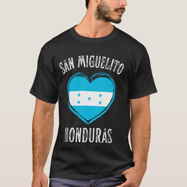 Honduras Flagga Heart San Miguelito City T Shirt (Framsida)