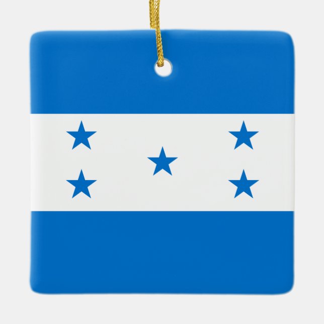 Honduras Flagga Julgransprydnad Keramik (Framsida)
