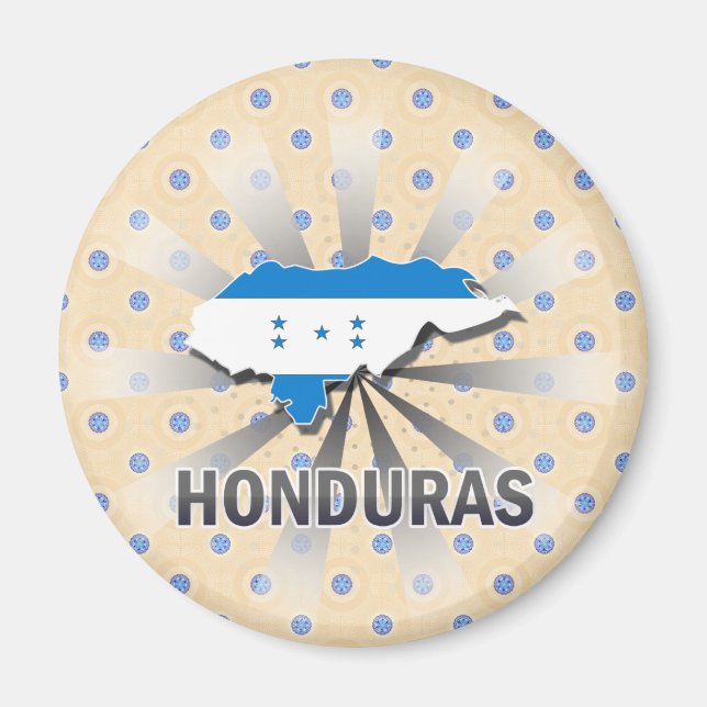 Honduras Flagga Karta 2.0 Magnet (Framsidan)