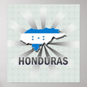 Honduras Flagga Karta 2.0 Poster