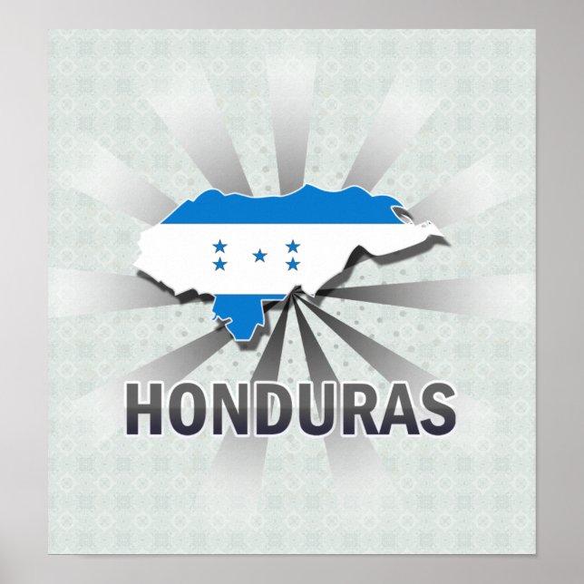 Honduras Flagga Karta 2.0 Poster (Framsidan)