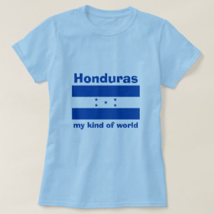 Honduras Flagga + Karta + Text T-Shirt