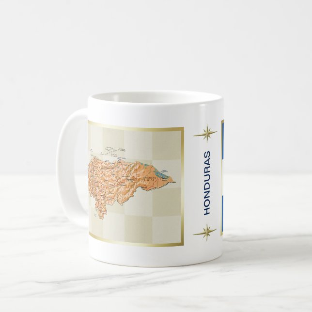Honduras flagga + Kartamugg Kaffemugg (Framsida vänster)