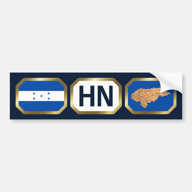 Honduras flagga kartkod Bildäckslapp Bildekal (Framsidan)