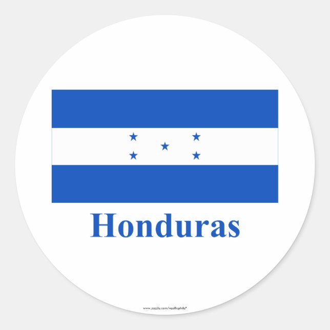 Honduras Flagga med Namn Runt Klistermärke (Framsida)