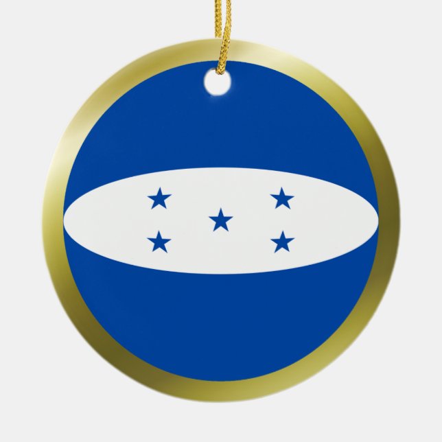 Honduras flaggprydnad julgransprydnad keramik (Framsidan)