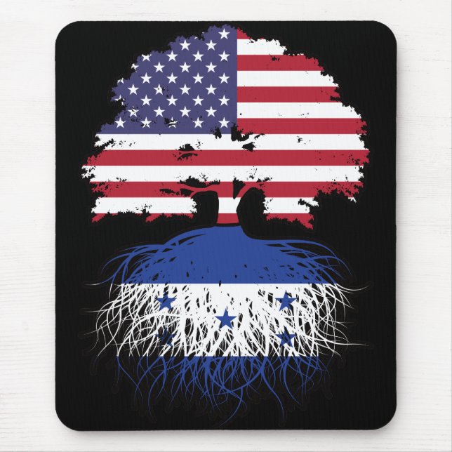 Honduras Honduran American USA Träd Roots Flagga Musmatta (Framsidan)