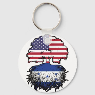 Honduras Honduran American USA Träd Roots Flagga Nyckelring