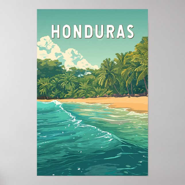 Honduras Illustration Resa Konst Vintage Poster (Framsidan)