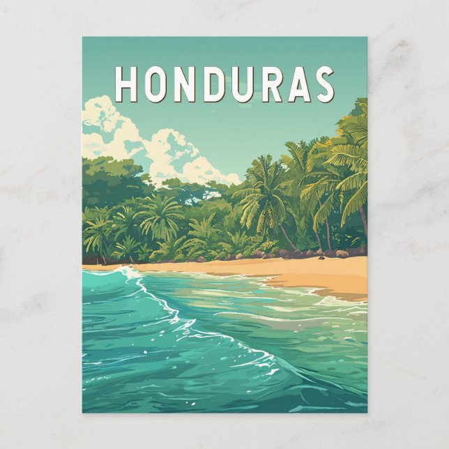 Honduras Illustration Resa Konst Vintage Vykort (Framsida)