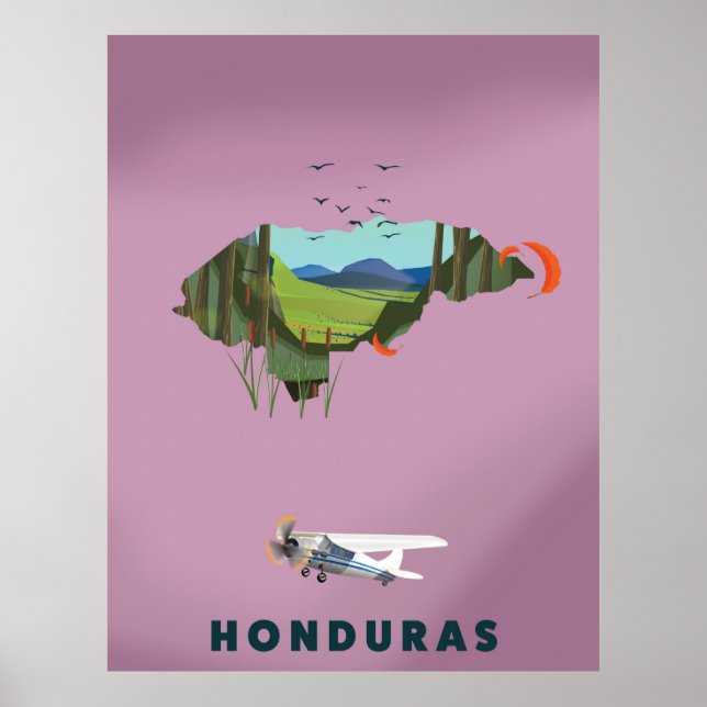 Honduras Illustrerad kartoreseaffisch Poster (Framsidan)
